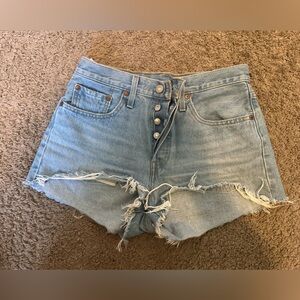 Levi's Light Blue Distressed Jean Shorts